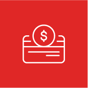 icon of credit card on red background